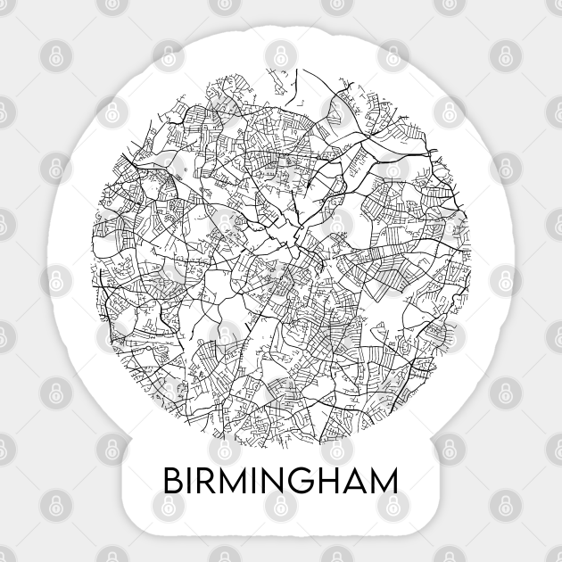 Birmingham city map Birmingham Sticker TeePublic
